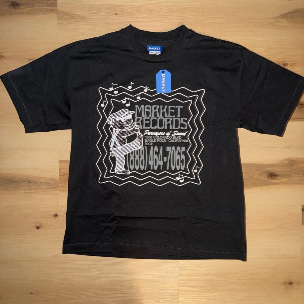 Market Records Black Graphic Tee